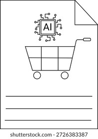 Um documento mostra um chip de IA sobre um carrinho de compras acima das linhas