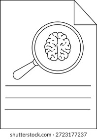 A document shows a brain under a magnifying glass with three lines for text