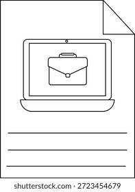 A document shows a laptop displaying a briefcase icon There are lines for writing