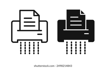 Document shredder iconicon vector collection in outlined and solid style