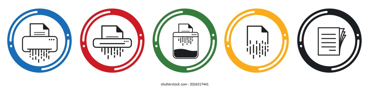 Document Shredder, Paper, Recycle Vector Icon Set