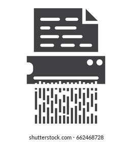 Document shredder solid icon, destroy file and confidential, vector graphics, a glyph pattern on a white background, eps 10.