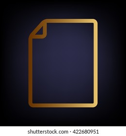 Document sign. Golden style icon