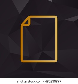 Document sign illustration. Golden style on background with polygons.