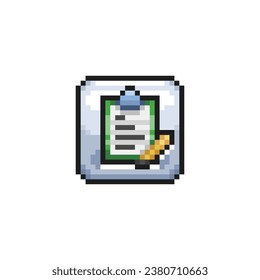 document sign in pixel art style