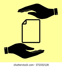 Document  sign. Save or protect symbol by hands.