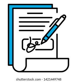 Document signature icon. Outline document signature vector icon for web design isolated on white background