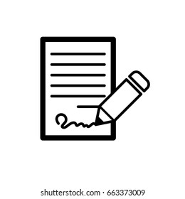 Document signature Vector Graphic Minimalistic Flat Line Stroke Pictogram Illustration