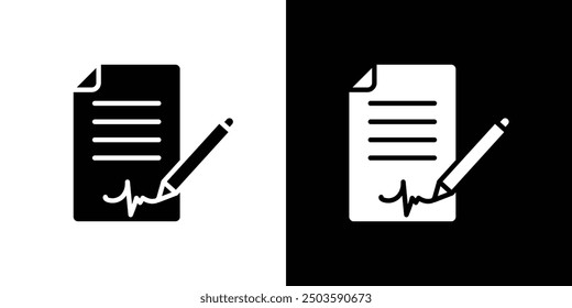 Document signed icon Flat vector set outline