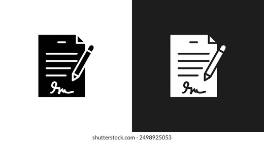 Document signed icon line art vector