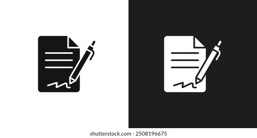 Vetor de conjunto de logotipo de ícone de documento assinado