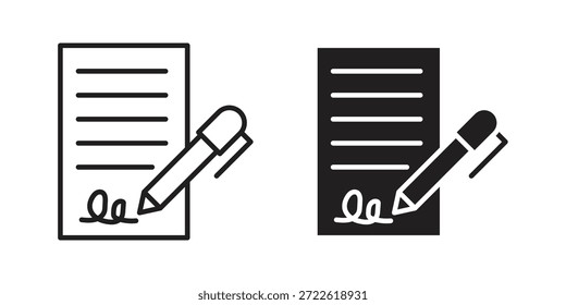 Documento firmado icono pictograma en estilo de contorno de moda. icono, signo o símbolo.
