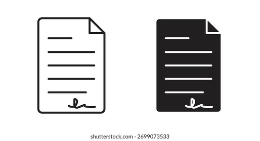 Ícone assinado do documento tendência plana simples design gráfico moderno logotipo abstrato