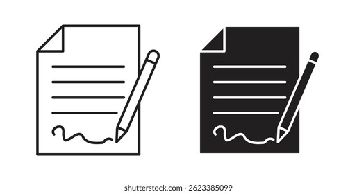Document signed icons on white background for web