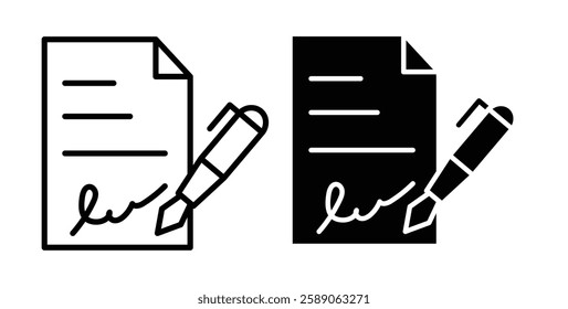 Document signed icons thin line illustrations designs