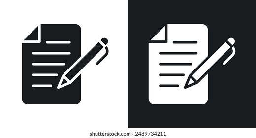 Conjunto de iconos de Vector firmado de documento en color blanco y negro sólido