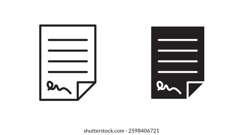 Document signed vector icon set in black color.