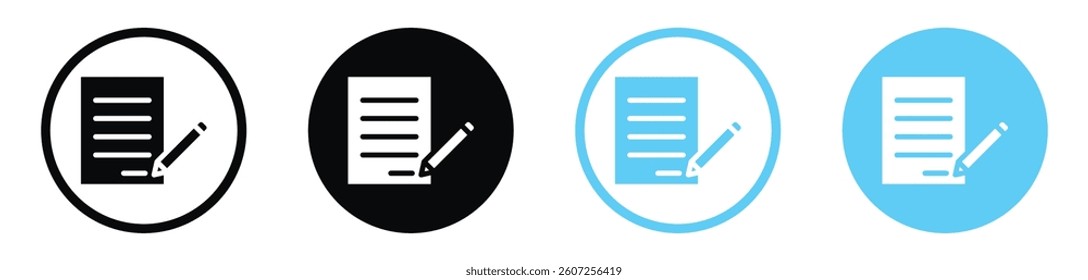 Document signed vector icons in black and blue colors