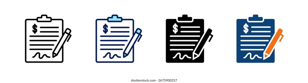 Dokumentensignatur - alles in einem Symbol Multi Styles Vectorsatz