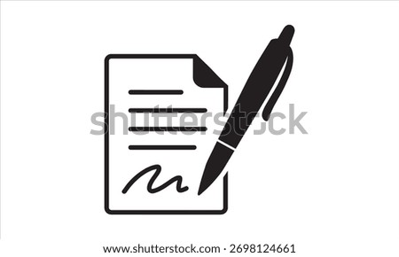 Document Signing Icon – Pen and Paper Symbol for Contracts, Forms, and Records