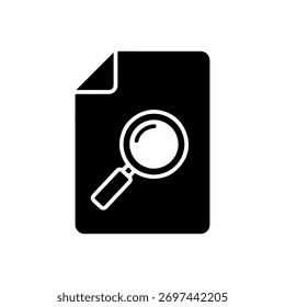 Ilustración vectorial de icono de silueta de documento sobre fondo blanco