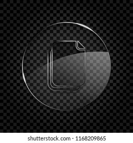 document simple icon. Icon in circle glass bubble on dark transparent grid. Glass style
