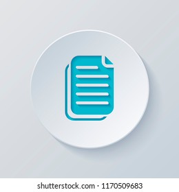 document simple icon. Cut circle with gray and blue layers. Paper style