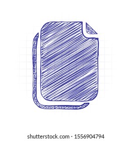 document simple icon. Hand drawn sketched picture with scribble fill. Blue ink. Doodle on white background