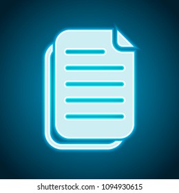 document simple icon. Neon style. Light decoration icon. Bright electric symbol