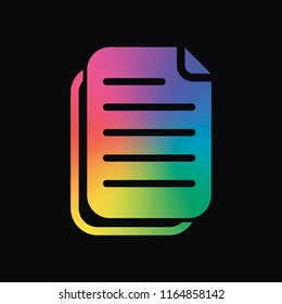 document simple icon. Rainbow color and dark background
