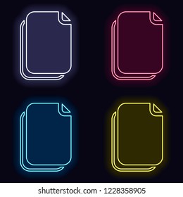 document simple icon. Set of fashion neon sign. Casino style on dark background. Seamless pattern