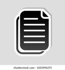 document simple icon. Sticker style with white border and simple shadow on gray background