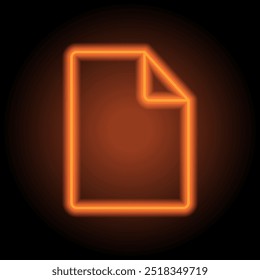 Vetor de ícone simples de documento. Design plano. Néon laranja no fundo preto.ai