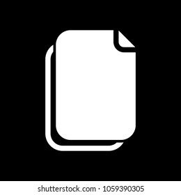 document simple icon. White icon on black background. Inversion