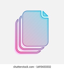 document. simple silhouette. Colored logo with diagonal lines and blue-red gradient. Neon graphic, light effect