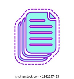 document. simple silhouette. Colored sketch with dotted border on white background