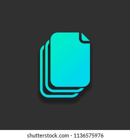 document. simple silhouette. Colorful logo concept with soft shadow on dark background. Icon color of azure ocean