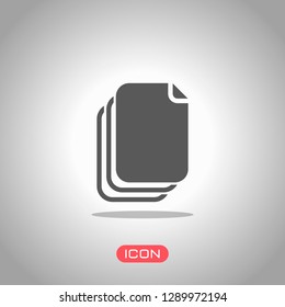 document. simple silhouette. Icon under spotlight. Gray background