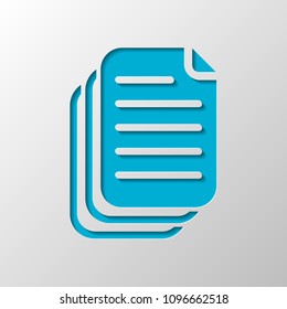 document. simple silhouette. Paper design. Cutted symbol with shadow