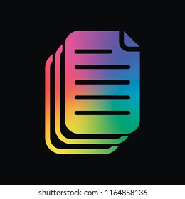 document. simple silhouette. Rainbow color and dark background