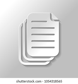 document. simple silhouette. Set of paper style icons with shadow on gray background