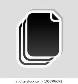document. simple silhouette. Sticker style with white border and simple shadow on gray background