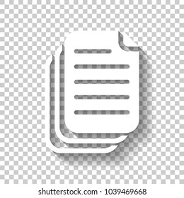 document. simple silhouette. White icon with shadow on transparent background
