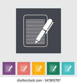 Document single flat icon. Vector illustration.