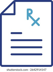 Ícone único do documento relacionado às diretivas de assistência médica que fornecem prescrições médicas e seu uso na assistência médica
