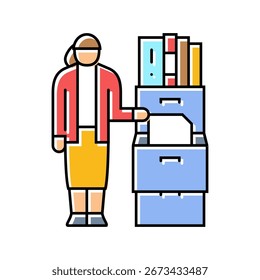 document sorting office assistant color icon vector. document sorting office assistant sign. isolated symbol illustration