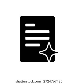 Document with Sparkle Star Minimal Artificial Intelligence Icon