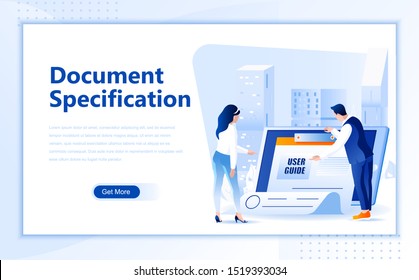 Document Specification Flat Web Page Design Template Of Homepage Or Header Images Decorated People For Website And Mobile Website Development. Flat Landing Page Template. Vector Illustration.