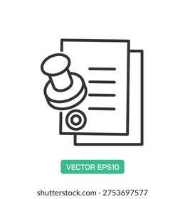 Document Stamp icon. Thin line icon vector