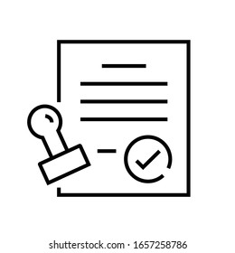Document stamp line icon, concept sign, outline vector illustration, linear symbol.